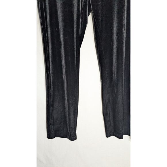 Kate Hill Petite Womens Velour Track Pants PL Black Elastic Stretch Comfort - Picture 3 of 5